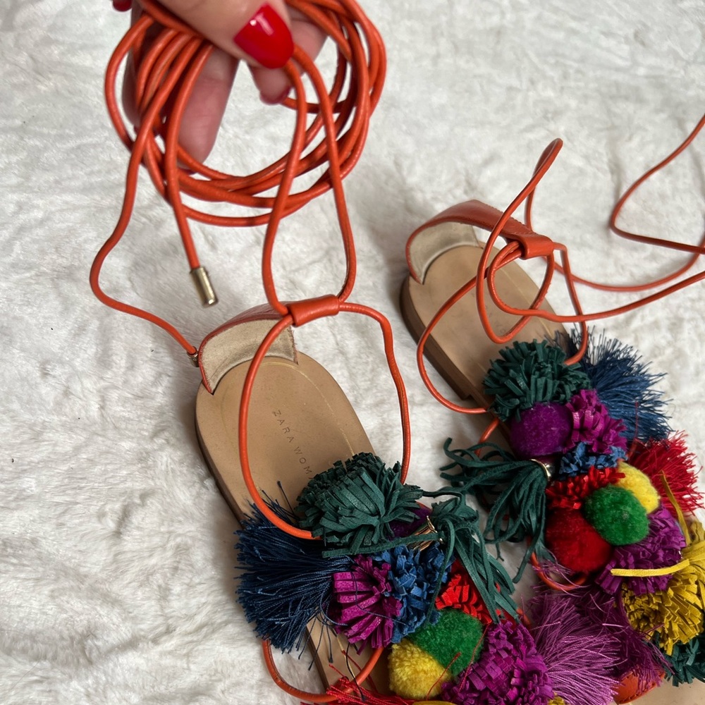 Zara pom-pom sandals - Picture 4 of 10